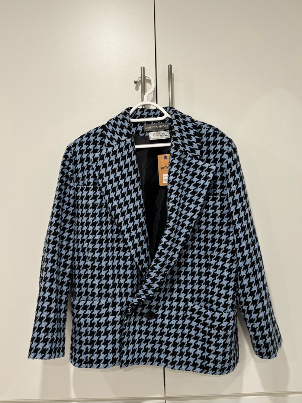 Black & Light Blue Houndstooth Blazer Jacket